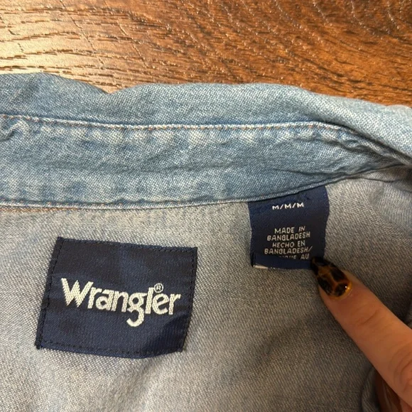 Wrangler Men's Denim Blue Shirt Size M - Picture 3 of 3